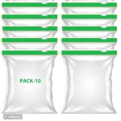VONITY Pack Of 10 Zip pouches for food storage, Freezer RE-USABLE Zipper Bag,zip pouches for travel, freezer bag ziplock, plastic bags for storage, zip lock pouches medium size 9X10 (GREEN) (L-6372)-thumb0