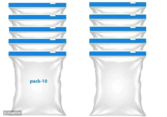 Pack of 10 Vegetable Storage Bags for Refrigerator, Plastic Pouch with Zipper, Zip Lock Bags for Food, Freezer RE-USABLE Washable, Transparent  BPA Free, Medium Size 9X10 (22.86cmX25.4cm) (D-6744)