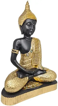 LAPREX Meditating Sitting Buddha, Idol Lord Gautam Buddha Statue for Gift, Home Decorative Showpiece for Living Room, Office Desk Table Resin Statue, Vastu Idol Showpieces (C-3847) (Golden)-thumb3