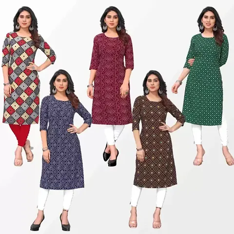 Stylish Crepe Kurta For Women Pack Of 5