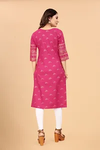 Beautiful Cotton Blend Pink Printed Kurta For Women-thumb1