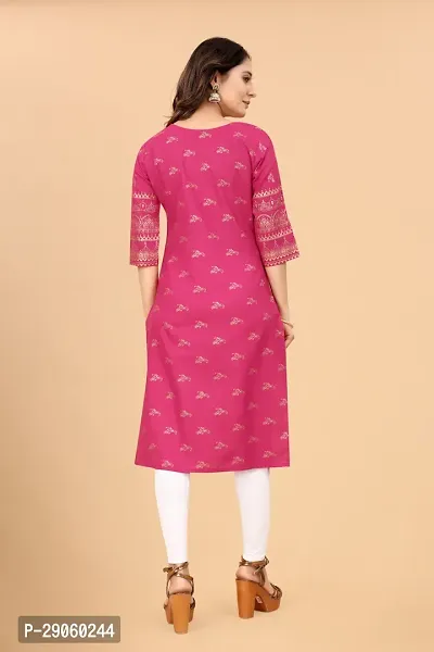 Beautiful Cotton Blend Pink Printed Kurta For Women-thumb2