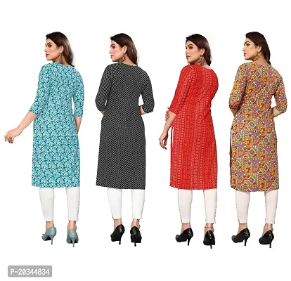 Beautiful Crepe Printed Straight Kurti For Women Pack Of 4-thumb2