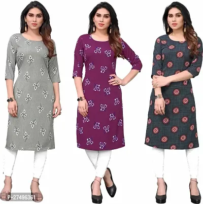 Beautiful Crepe Printed Kurta For Women Pack Of 3