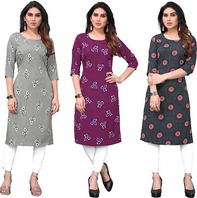 Pack Of 3-Crepe Printed Kurtis