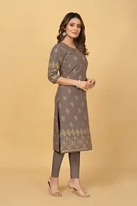 Stylish Grey Cotton Blend Stitched Kurta For Women-thumb2