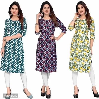 Beautiful Crepe Printed Kurta For Women Pack Of 3