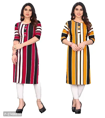 Beautiful Crepe Striped Kurta For Women Pack Of 2