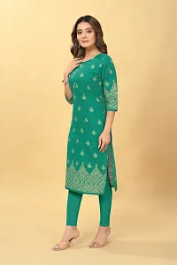 Stylish Green Cotton Blend Stitched Kurta For Women-thumb2