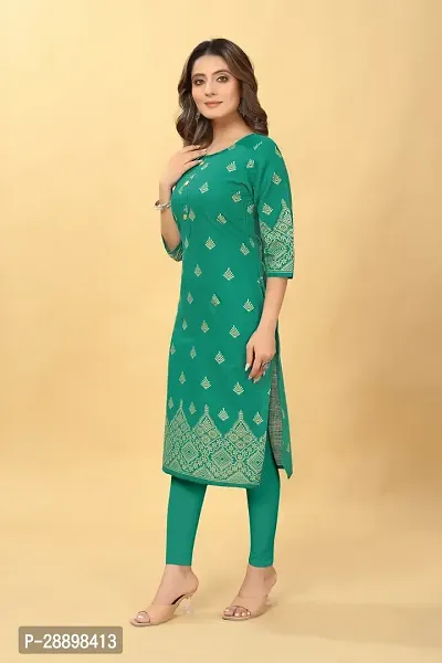 Stylish Green Cotton Blend Stitched Kurta For Women-thumb3