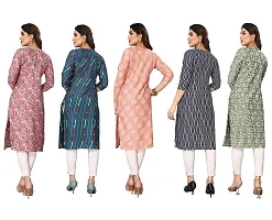 Women Printed Crepe Straight Kurti Combo of 5-thumb1