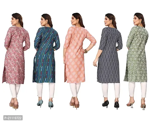 Women Printed Crepe Straight Kurti Combo of 5-thumb2