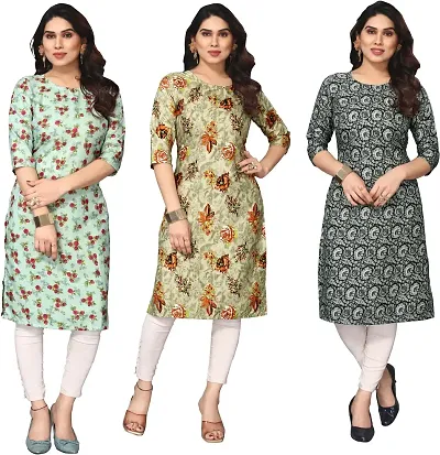 Pack Of 3-Crepe Printed Kurtis