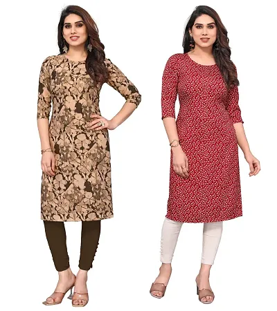 Combo Of 2 Crepe Printed Kurtis