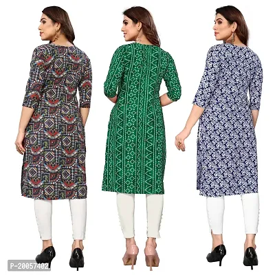 Women Printed Crepe Straight Kurti Pack of 3-thumb2