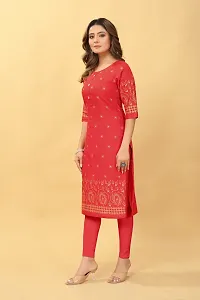 Beautiful Cotton Blend Red Printed Kurta For Women-thumb2