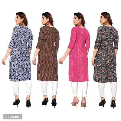 Beautiful Crepe Printed Straight Kurti For Women Pack Of 4-thumb2