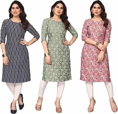 Combo Of 3-Crepe Kurtis