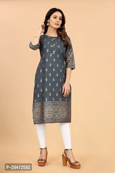 Stylish Cotton Blend Printed Stitched Kurta For Women-thumb3