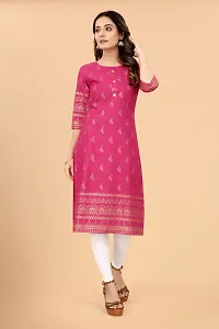 Stylish Pink Cotton Blend Stitched Kurta For Women-thumb2