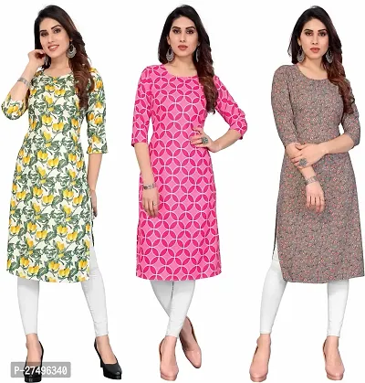 Beautiful Crepe Printed Kurta For Women Pack Of 3-thumb0