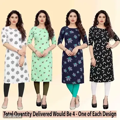 Fancy Crepe Printed Kurtas For Women Pack Of 4-thumb0