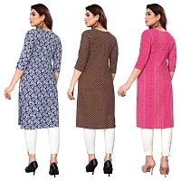 Women Printed Crepe Straight Kurti Pack of 3-thumb1