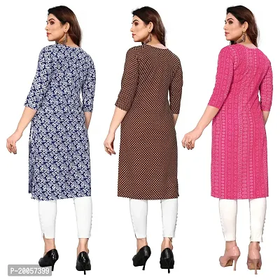 Women Printed Crepe Straight Kurti Pack of 3-thumb2