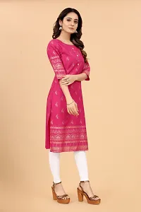 Beautiful Cotton Blend Pink Printed Kurta For Women-thumb3