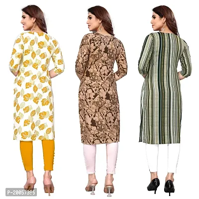 Women Printed Crepe Straight Kurti Pack of 3-thumb2