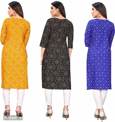 Elegant Crepe Printed Kurta For Women- Pack Of 3-thumb2