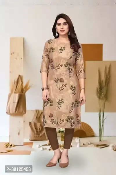 Stylish Beige Crepe Kurta For Women-thumb0