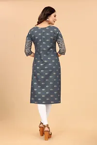 Stylish Grey Cotton Blend Stitched Kurta For Women-thumb1