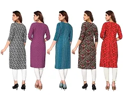 Women Printed Crepe Straight Kurti Combo of 5-thumb1