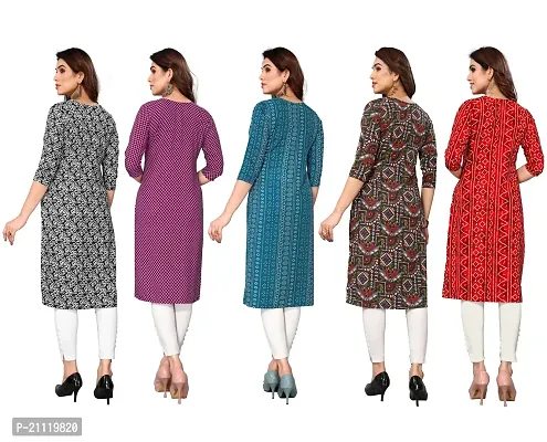 Women Printed Crepe Straight Kurti Combo of 5-thumb2