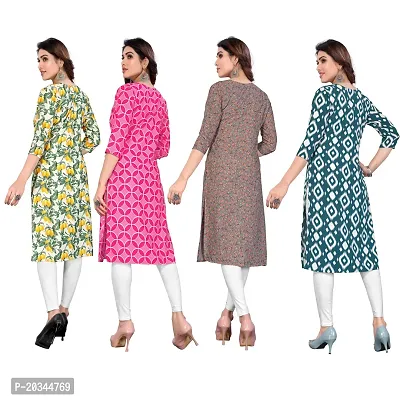 Beautiful Crepe Printed Straight Kurti For Women Pack Of 4-thumb2