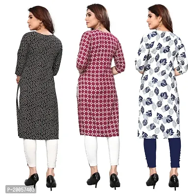 Women Printed Crepe Straight Kurti Pack of 3-thumb2