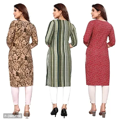 Women Printed Crepe Straight Kurti Pack of 3-thumb2