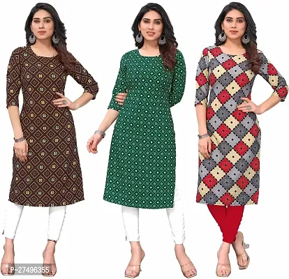 Beautiful Crepe Printed Kurta For Women Pack Of 3