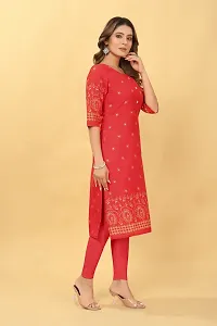 Beautiful Cotton Blend Red Printed Kurta For Women-thumb1