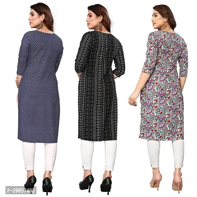 Women Printed Crepe Straight Kurti Pack of 3-thumb2