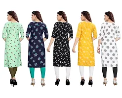 Women Printed Crepe Straight Kurti Combo of 5-thumb1