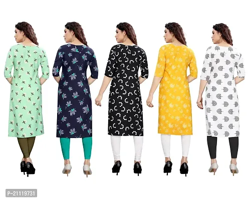 Women Printed Crepe Straight Kurti Combo of 5-thumb2