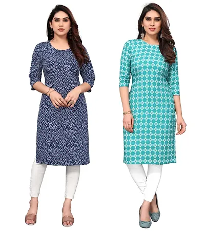 Combo Of 2 Crepe Printed Kurtis