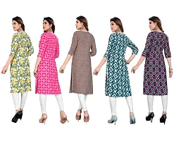 Women Printed Crepe Straight Kurti Combo of 5-thumb1