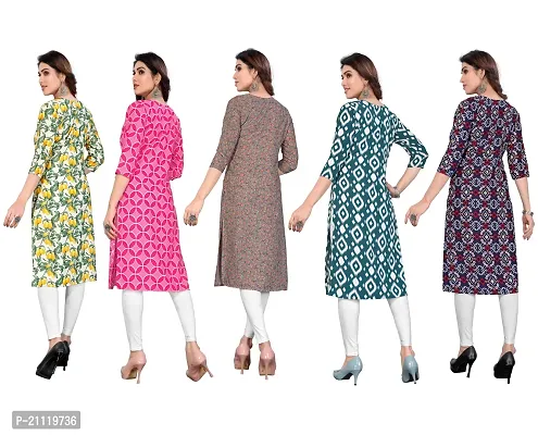 Women Printed Crepe Straight Kurti Combo of 5-thumb2