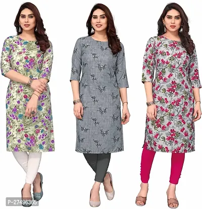 Beautiful Crepe Printed Kurta For Women Pack Of 3