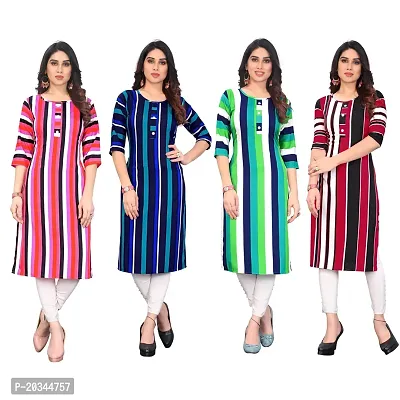 Beautiful Crepe Printed Straight Kurti For Women Pack Of 4-thumb0