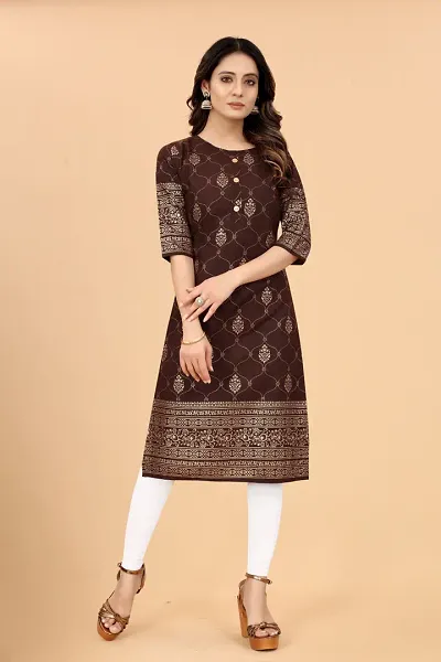 SEEWAN SUTRA A-Line Foil Print Kurta | NVYACTN11S_P