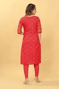 Stylish Red Cotton Blend Stitched Kurta For Women-thumb3